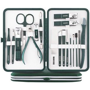 UNIQ - 18-in-1 - Manicure & Pedicure Set - Donkergroen Etui