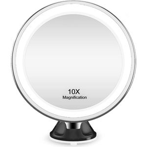 UNIQ - Vergroot Spiegel - Zwart - LED Verlichting - 10x Vergroting - 360° Verstelbaar