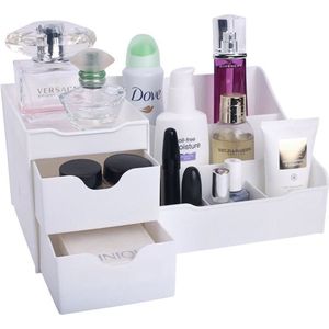 UNIQ Make-up en Huidverzorging Organizer met 9 vakken - Cosmetica opbergdoos - Wit