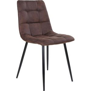Middelfart Dining Chair - Chair in dark brown microfiber with black legs - set of 2