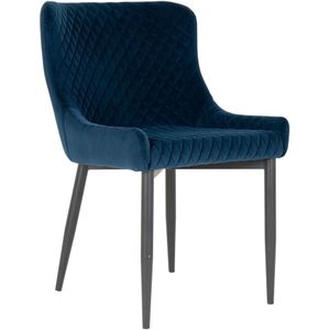 Boston Dining Chair - Chair in dark blue velvet with black legs