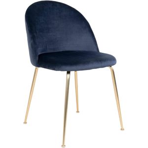 House Nordic Geneve Eetkamerstoel Velvet - Blauw Messing - Set van 2