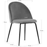 Geneve Dining Chair - Chair in grey velvet with black legs - set of 2