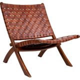 Perugia Folding Chair - Folding Chair with Brown Leather