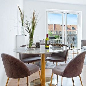 House Nordic - Bolzano - Eettafel - Goudkleurig - Marmerlook - Metaal