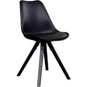 Bergen Dining Chair - Chair in black with black wood legs - set of 2