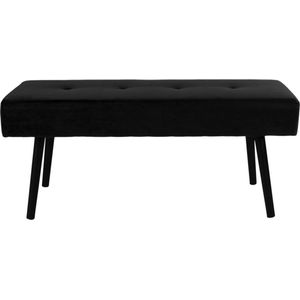 House Nordic Bankje Lyla zwart - Industrieel design - Fluweel bekleding - Stalen poten - 100x35x44 cm