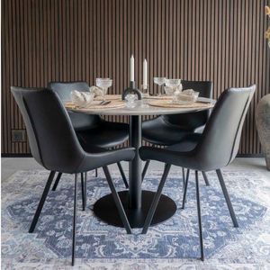 House Nordic - Bolzano - Eettafel - Zwart - Metaal en MDF - Rond