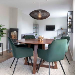 Eetkamertafel Walnoot - MDF & Fineer - 137x137x76cm - House Nordic