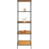 Vita Shelf - Shelf with black frame and 5 oaklook shelves 51x36x170 cm