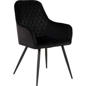 House Nordic Harbo Eetkamerstoel Velvet Zwart - Set van 2