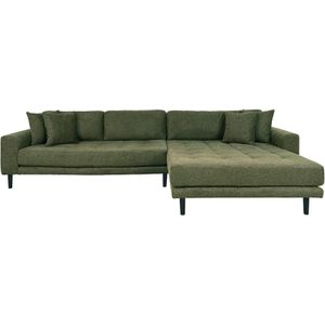 Hioshop Lido bank bank met chaise longue rechts gericht 4 kussens