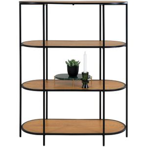 Vita Shelf - Ovale plank met zwart frame en 4 bruine planken