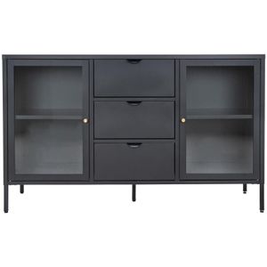 Ebuy24 - Dalby Sideboard 2 Glastüren, 3 Schubladen schwarz.