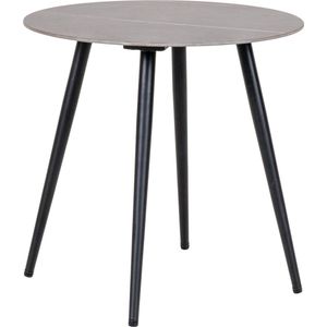 Lazio Side Table - Side table with ceramic table top, gray with black legs, Ø45 cm