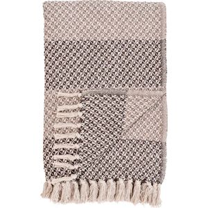 House Nordic | Belek | Plaid - Deken - Grand foulard - Bruin / Beige - 130 x 180 cm - Katoen