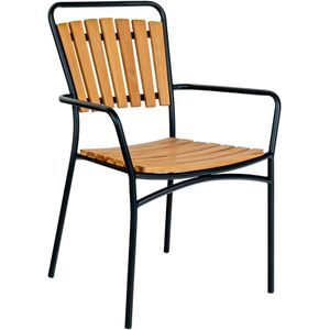 House Nordic Cleveland Eetkmaerstoel Zwart|Teak set van 4