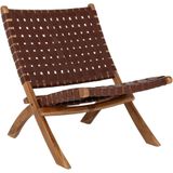 Perugia fauteuil stoel opvouwbaar leer,teak.