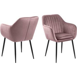 AC Design Furniture Wendy Eetkamerstoel L 57 x D 61 x H 83 cm oud roze/zwart fluweel/metaal
