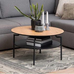 Salontafel Gerrit Paper Mat Wild Eiken Ø80x45cm - Giga Living