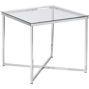 AC Design Furniture Gurli Vierkante salontafel, H: 45 x l: 50 x D: 50 cm, Transparant/Chroom, Glas/Metaal, 1 st