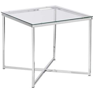 AC Design Furniture Gurli hoektafel vierkant, B: 50 x D: 50 x H: 45 cm, helder/chroom, glas/metaal, 1 stuk