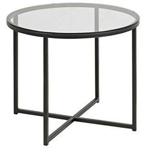 AC Design Furniture Gurli ronde bijzettafel, B: 55 x D: 55 x H: 45 cm, helder/zwart, glas/metaal, 1 st.