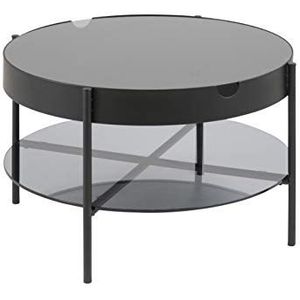 AC Design Furniture Timon salontafel met opbergruimte rond, kleine woonkamertafel van glas en metaal, B: 75 x H: 45 x D: 75 cm