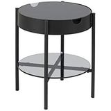 AC Design Timon salontafel, mat zwart/glas, metaal, B: 45 x H: 50 x D: 45 cm, 1 stuk