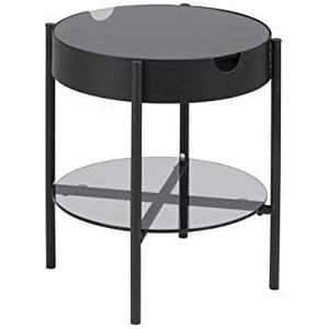 AC Design Timon salontafel, mat zwart/glas, metaal, B: 45 x H: 50 x D: 45 cm, 1 stuk