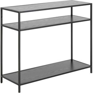 AC Design Furniture Jörn rechthoekige consoletafel met 2 planken, L: 100 B: 35 H: 79 cm, zwarte essenlook, zwart, hout/metaal, 1 eenheid