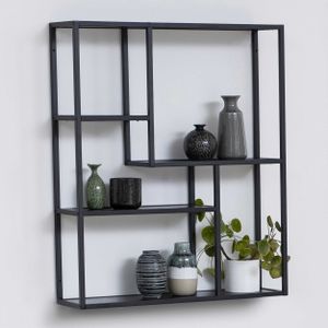 Meubelen-Online Honkytonk Wandrek asymmetrisch zwart essen - 20x75x91cm - Industrieel