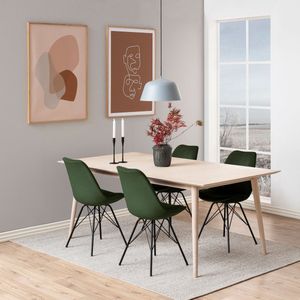 AC Design Furniture Emanuel eetkamerstoelen set van 2, B: 48,5 x H: 85,5 x D: 54 cm, bosgroen/zwart, fluweel/metaal, 2 stuks