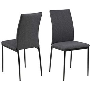 AC Design Furniture Devin eetkamerstoelen set van 4, H: 92 x B: 43,5 x D: 53 cm, grijs/zwart, stof/metaal