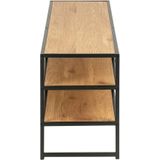 Tv-meubel Dover 120cm  3 legplanken industrieel - zwart/wilde eik