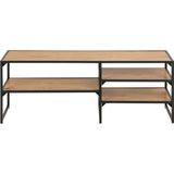 Tv-meubel Dover 120cm  3 legplanken industrieel - zwart/wilde eik