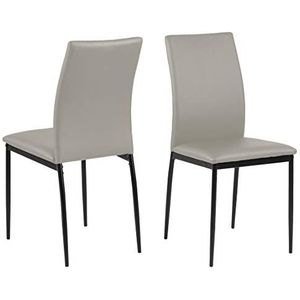 AC Design Furniture Devin eetkamerstoelen set van 4 met lederlook, H: 92 x B: 43,5 x D: 53 cm, taupe/zwart, PU/metaal