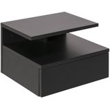 AC Design Furniture Fia nachtkastje met 1 lade in zwart, 1 stuk, wandkast in minimalistische stijl, klein nachtkastje voor wandmontage, B: 35 x H: 22,5 x D: 32 cm