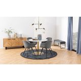 Eettafel Ming Rond 105cm Wit Marmer met Brass Voet