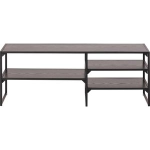 AC Design Furniture Jörn Asymmetrische tv-tafel met 3 planken, H: 46 x B: 120 x D: 33 cm, zwart essenhout/metaal, 1 stk.
