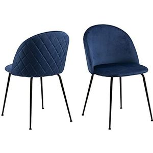 Gestoffeerde stoel Isa - donkerblauw/zwart