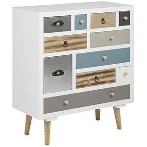 AC Design Furniture Suwen Commode met 11 laden, L: 32 x B: 70 x H: 81 cm, Veelkleurig, Hout, 1 stuk