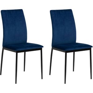 AC Design Furniture Devin eetkamerstoel, hoogte 92 cm, breedte 43,5 cm, diepte 53 cm, donkerblauw