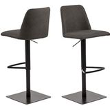 AC Design Furniture Nina barkruk, B: 51 x D: 43 x H: 107,5 cm, antraciet/zwart, PU,1 stk.