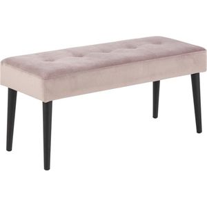 AC Design Furniture Gloria Bank, L: 95 x B: 38 x H: 45 cm, oudroze/zwart, fluweel/metaal, 1 stuk - Comfortabel en luxe fluwelen bankje in oudroze