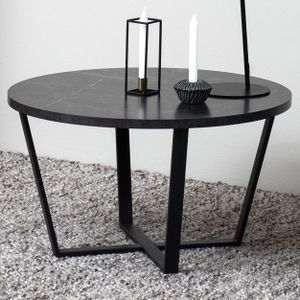 Giga Living - Liam - Salontafel - Zwart - Metaal/Melamine - Ø77cm