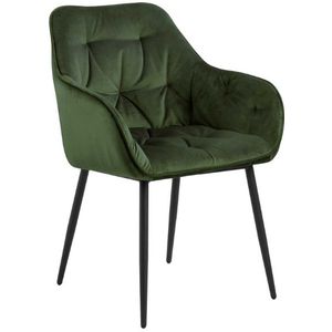 AC Design Furniture - Bentley Carver - Eetkamerstoelen - Bosgroen/Zwart - Fluweel/Metaal - Set van 2
