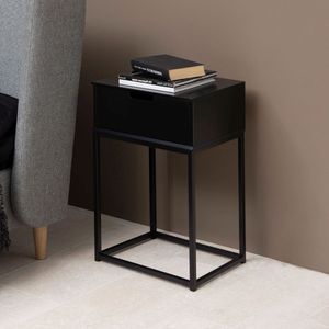 AC Design Furniture Mariela Nachtkastje, hout, zwart, 66 x 50 x 37 cm