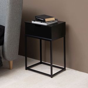AC Design Furniture - Mariela Nachtkastje - Zwart - Hout - 1 Lade