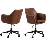 Bureaustoel Erica Leather Look Bruin - Giga Living